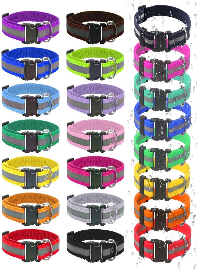 YOY 8pcs PVC Anti-Odor Waterproof Puppy Whelping ID Collars + 14pcs Soft Nylon Litter Collars, Reflective Stripe Baby Dog ID Bands Pet Identification for Newborn Pets Cats Kitten, Set of 22 - Image 1